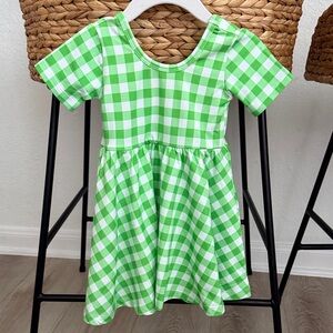 NWOT Poppy Kids Co Girls Green Gingham Dress 18-24M Twirl Dress Spring Easter